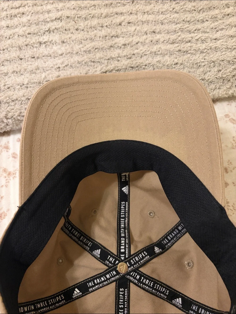 adidas Khaki Cotton Baseball Cap with Black Logo